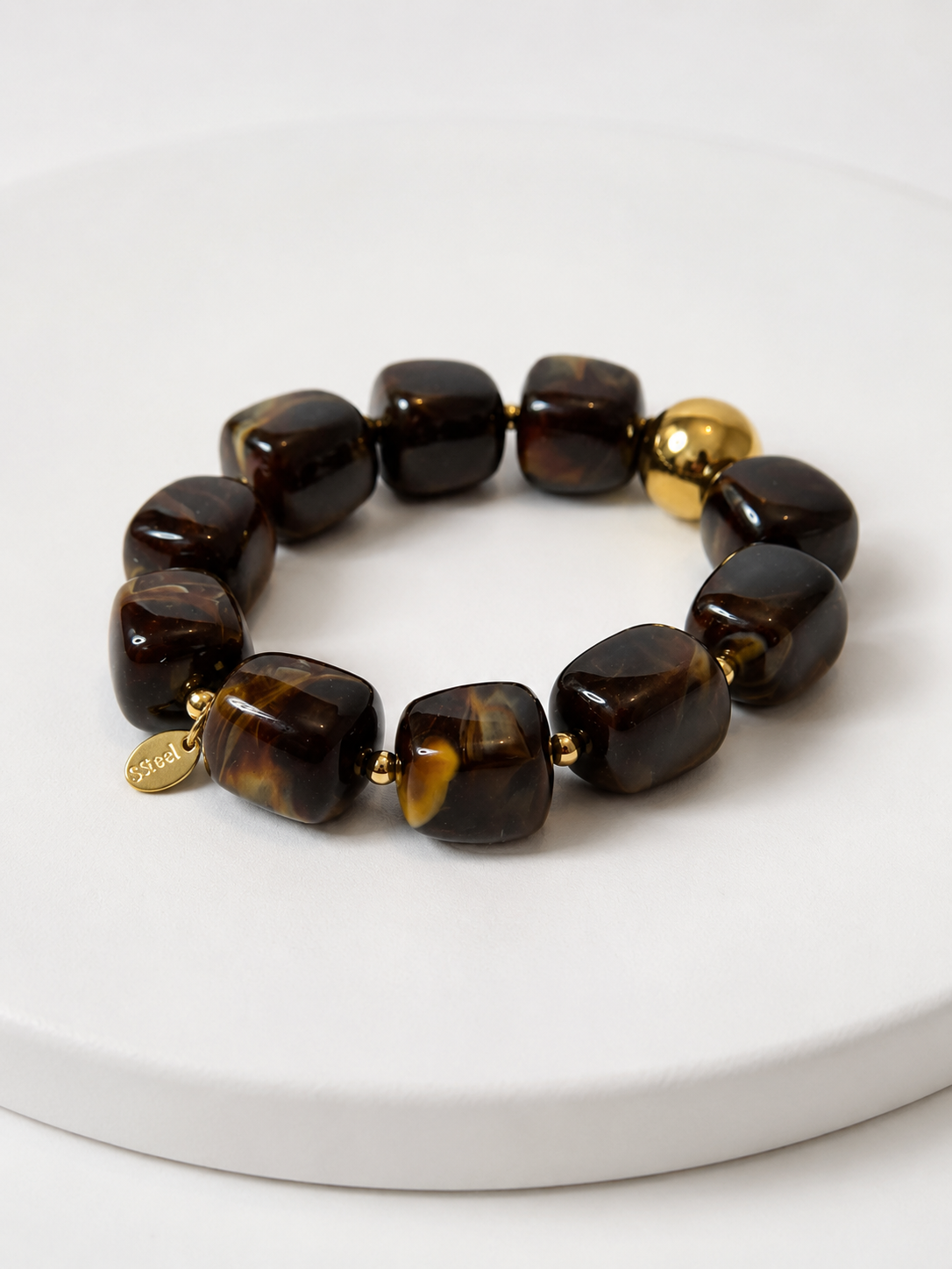 Brune — Bracelet Perles Marbrées