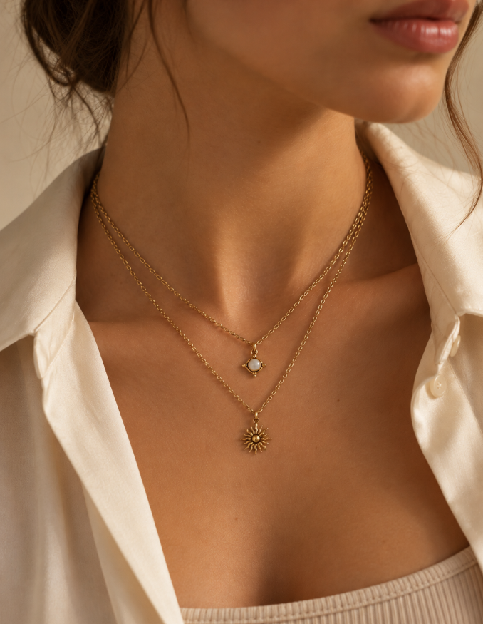 Hélia — Collier Double Solaire