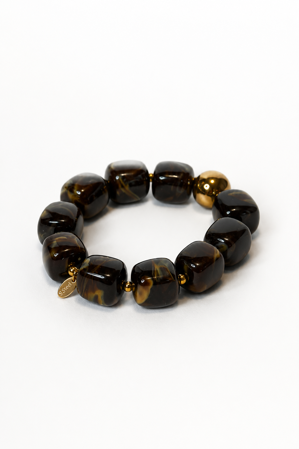 Brune — Bracelet Perles Marbrées