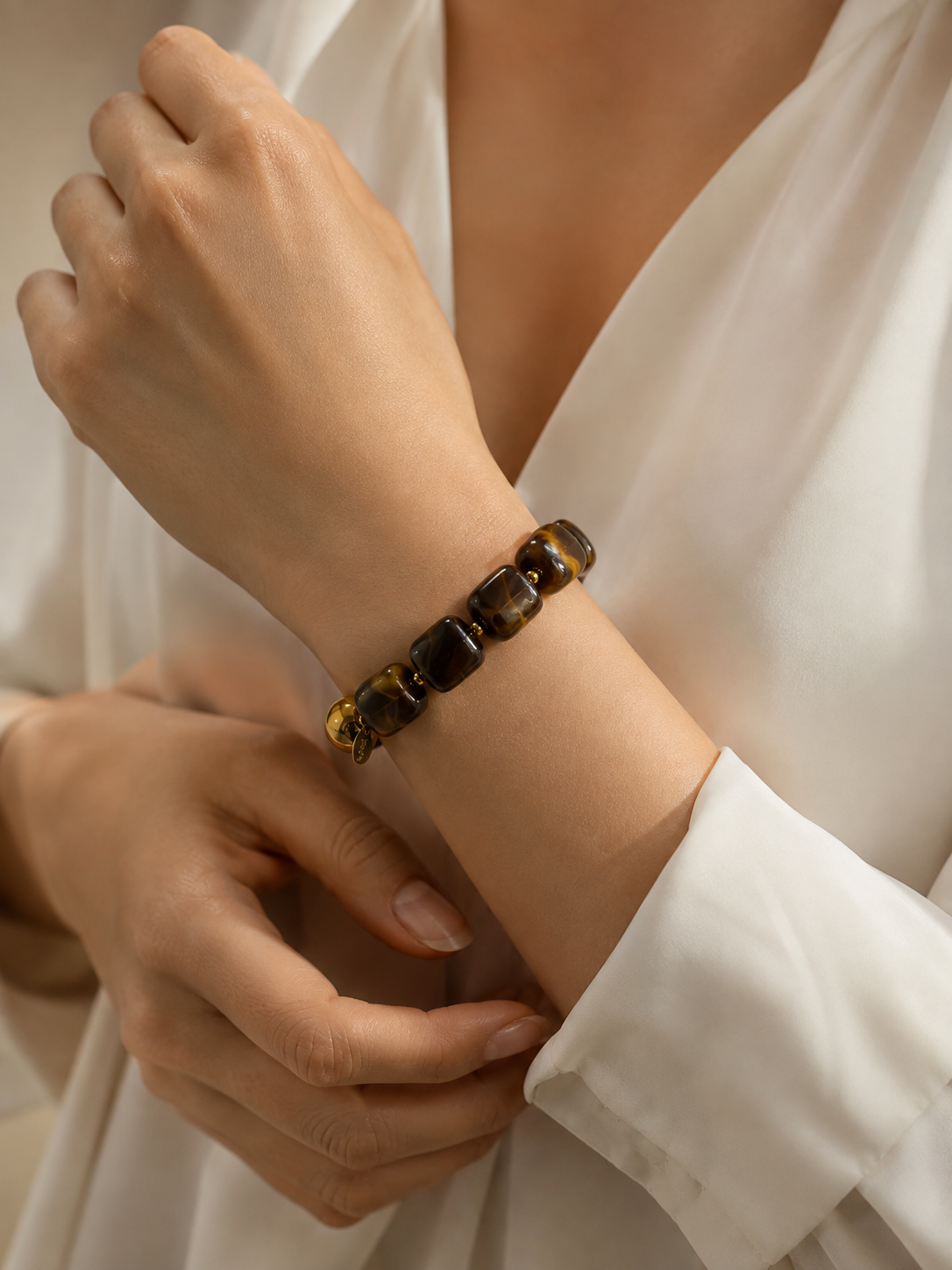 Brune — Bracelet Perles Marbrées