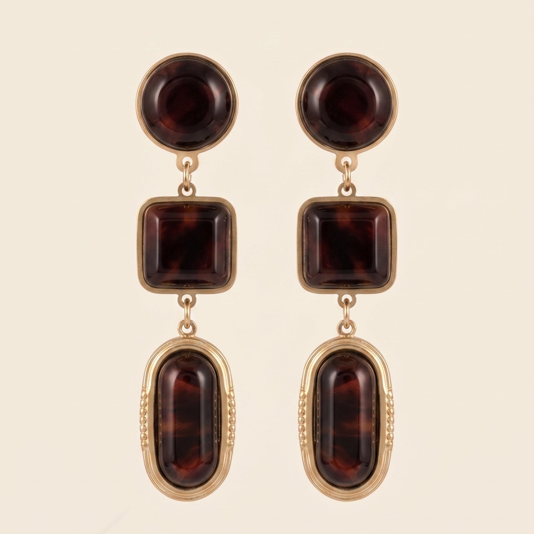 Tess — Boucles d'oreilles Géométriques Ambrées