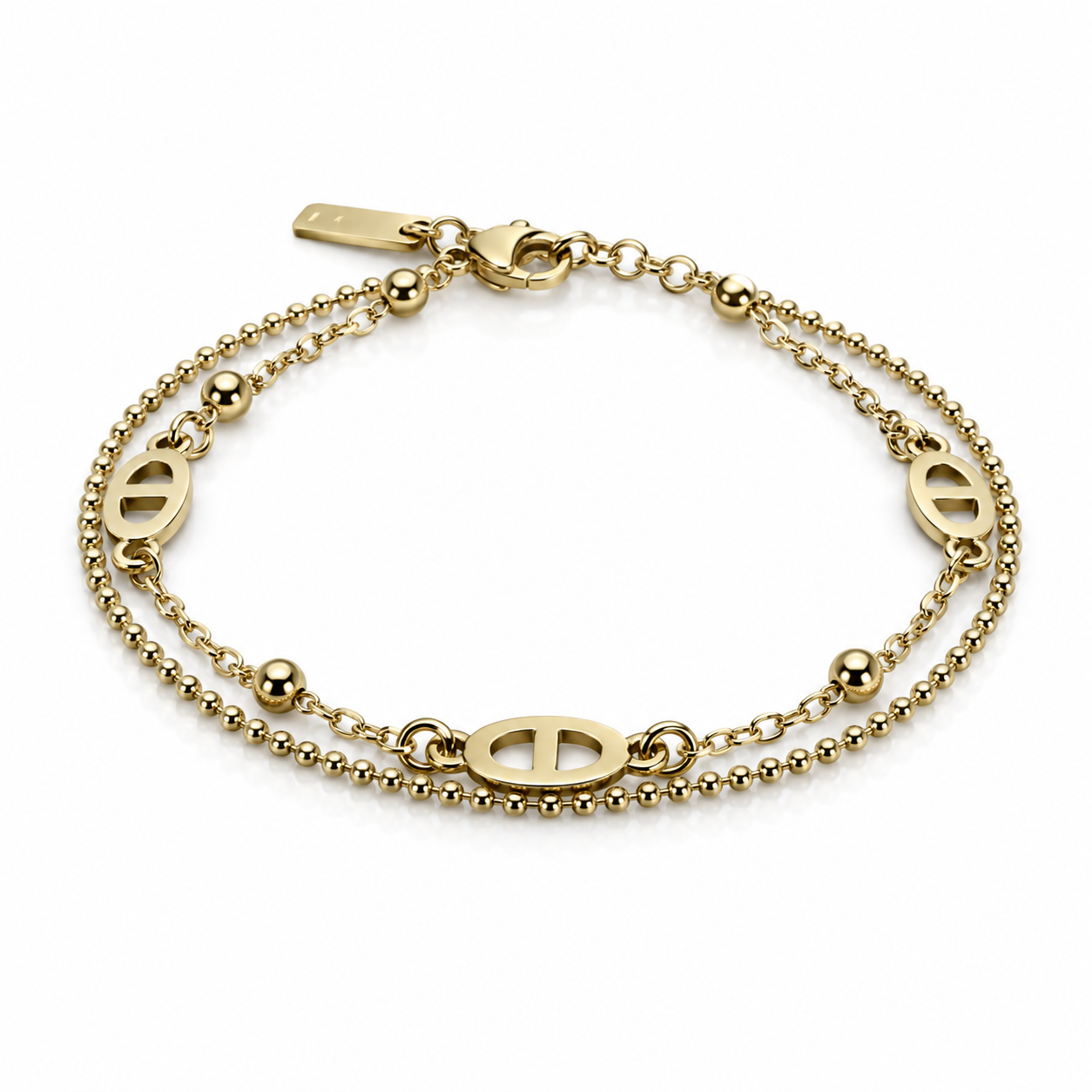 Mila — Bracelet Double Rang Grain de Café