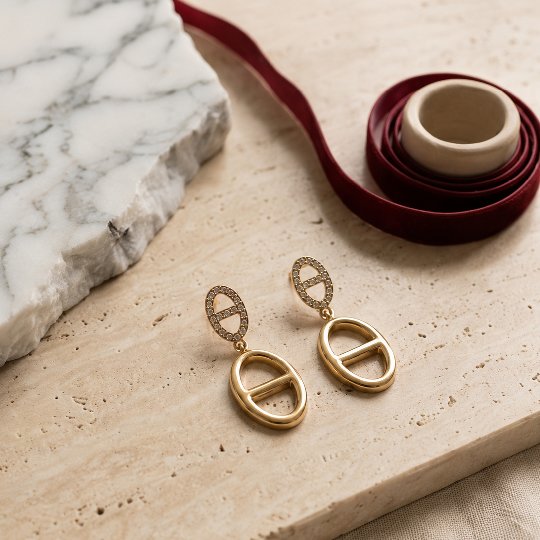 Romy — Boucles d'oreilles Maillons Contrastés