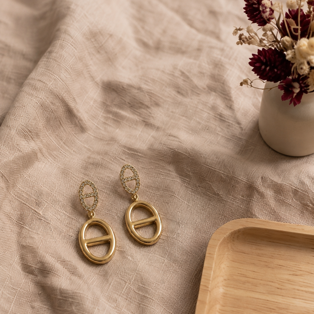 Romy — Boucles d'oreilles Maillons Contrastés